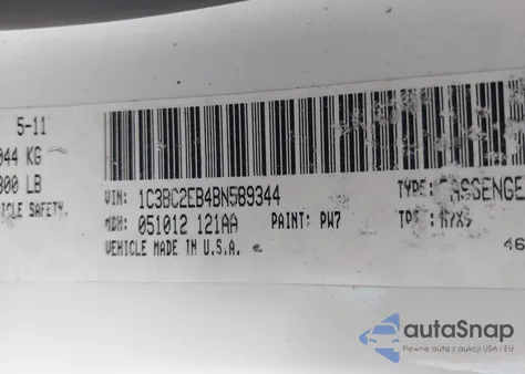 2011 Chrysler 200 Touring из США, поврежденный, VIN 1C3BC2EB4BN589344